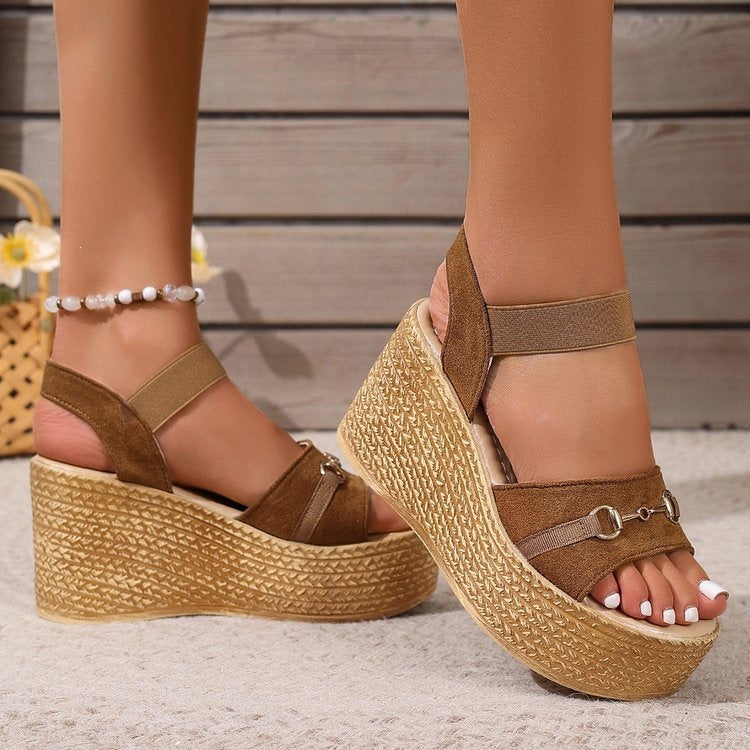 Damen Wedge-Sandalen mit luxuriösen Riemen und rutschfester Sohle EB