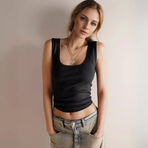 Damen Rippshirt mit schmalen Trägern und figurbetonter Passform EB