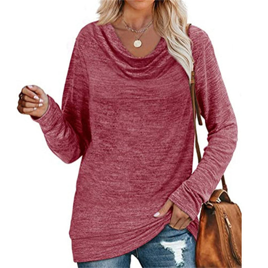 Damen lässiges Langarmshirt mit klassischem Wasserfall-Ausschnitt EB