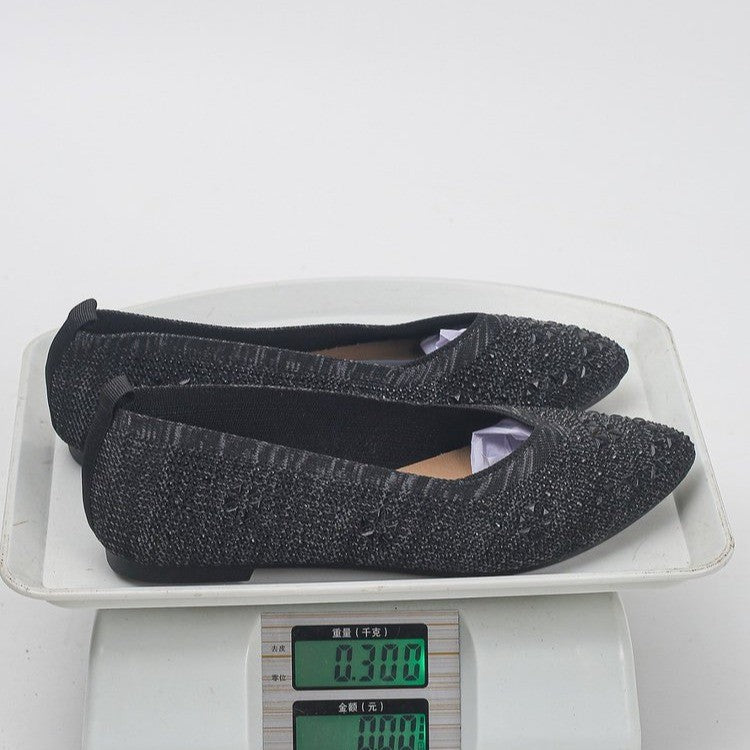 Damen Ballerinas mit funkelndem Strass und dekorativem Lochmuster EB