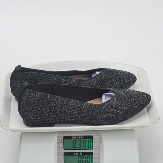 Damen Ballerinas mit funkelndem Strass und dekorativem Lochmuster EB