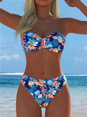 Damen Bikini-Set mit floralem Balconette-Oberteil und hochgeschnittenem Höschen EB