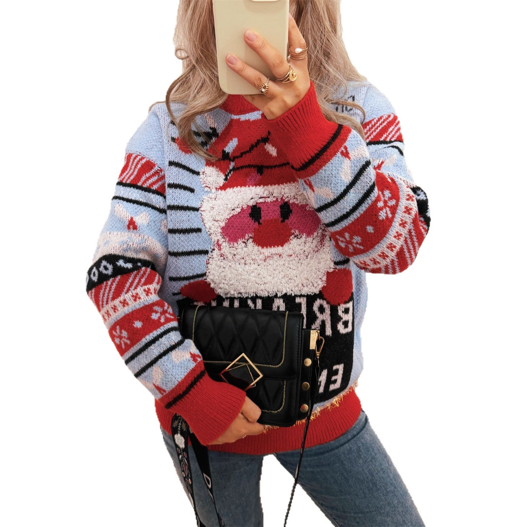 Damen Weihnachts-Pullover mit kreativem Rentier-Motiv und fröhlichem Design EB