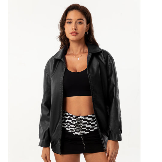 Damen lässige Satinjacke mit modernem Schnitt und praktischen Taschen EB