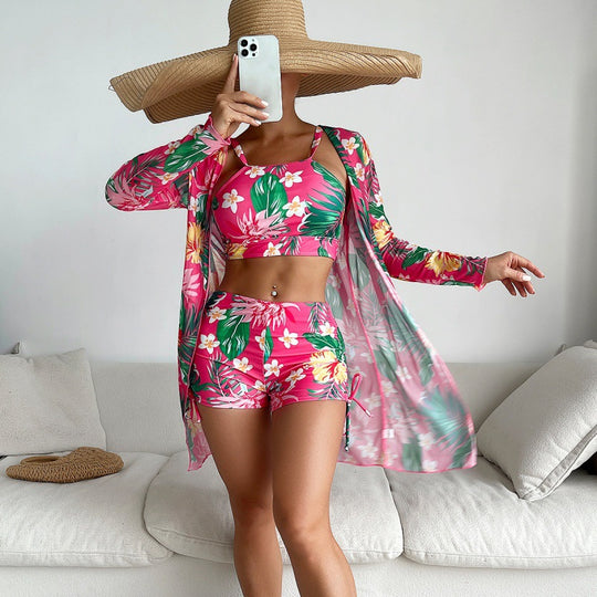 Damen trendiges Strandoutfit mit floralem Muster EB