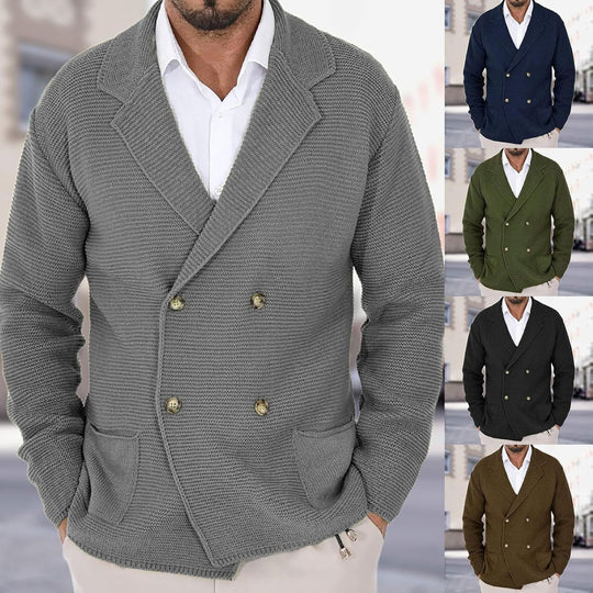 Herren Strickjacke mit modischem Schalkragen und dekorativen Knöpfen EB