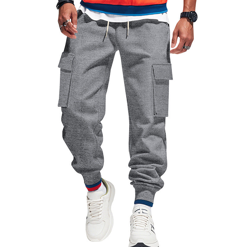 Herren nan Cargo-Jogginghose mit mehrfachen Cargotaschen und elastischem Bund EB