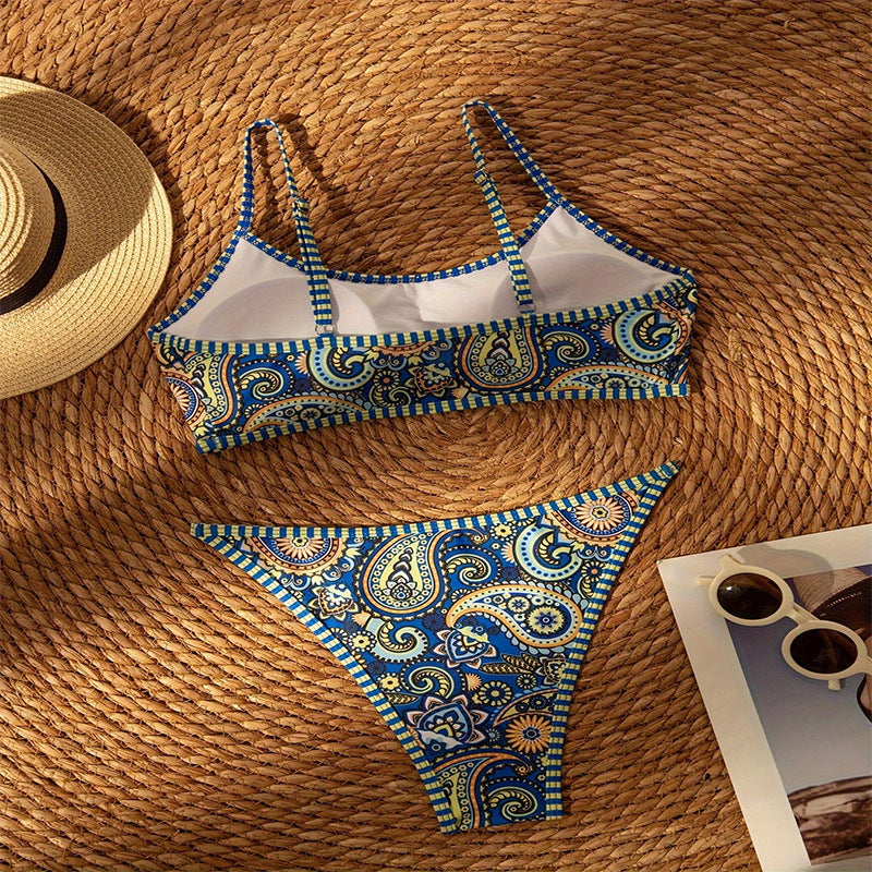 Damen Triangel-Bikini mit lebhaftem Paisleymuster EB