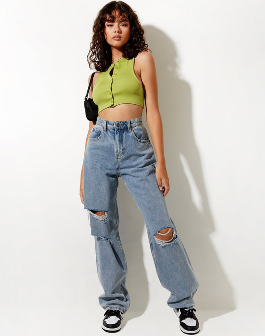 Damen Cropped Top mit Knopfdetails und sportlichem Schnitt EB