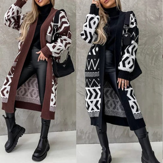 Damen Strickjacke mit geometrischem Muster EB