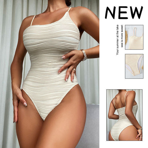 Damen Einteiler Badeanzug mit trendigem Rüschendesign EB