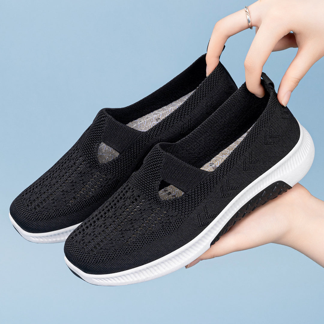 Damen Atmungsaktive Slip-On Sneakers mit elastischen Einsätzen EB