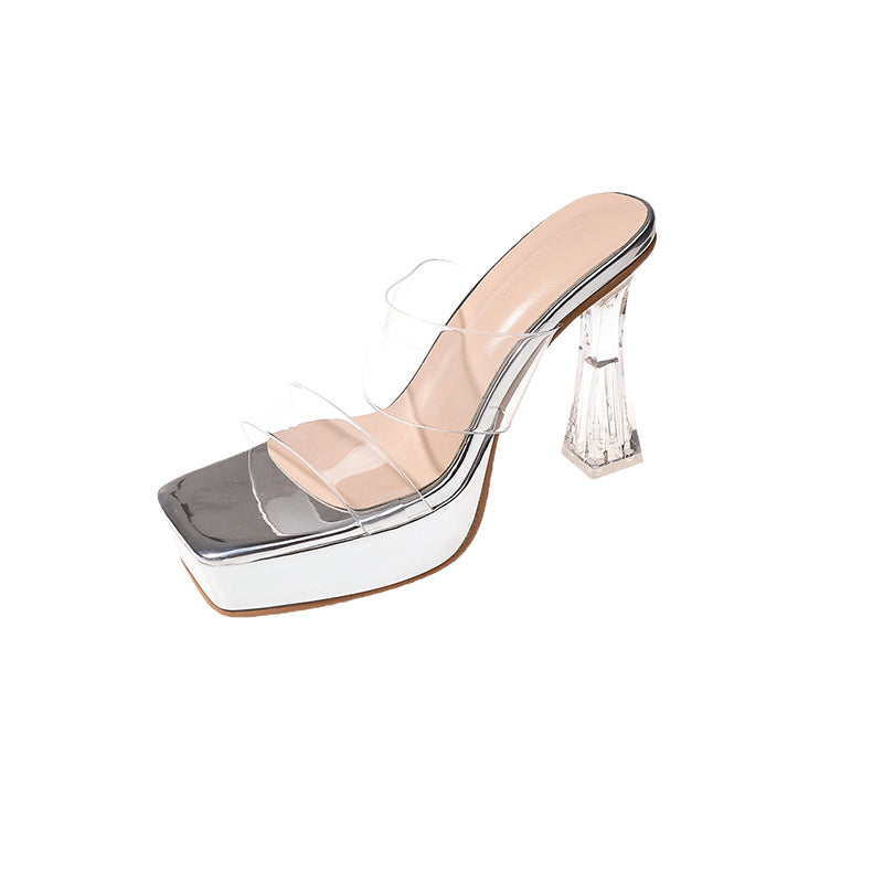 Damen transparente Plateau-Sandaletten EB