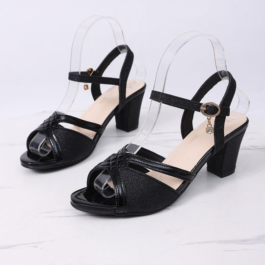 Damen Glamouröse High Heels mit transparentem Riemen und funkelndem Design EB