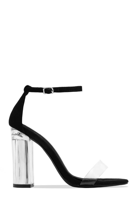 Damen elegante High Heel Sandalen mit transparentem Blockabsatz EB