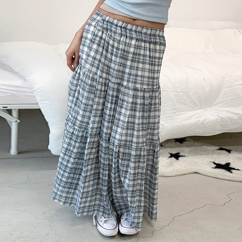 Damen Maxirock mit kariertem Design und gestuftem Schnitt EB