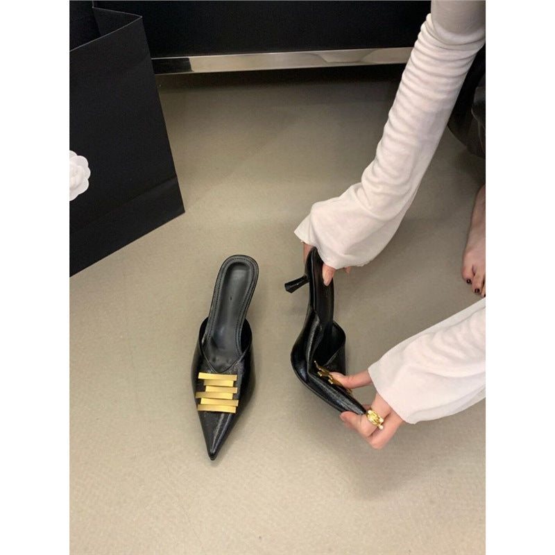 Damen stilvolle Mules mit elastischen Riemchen EB