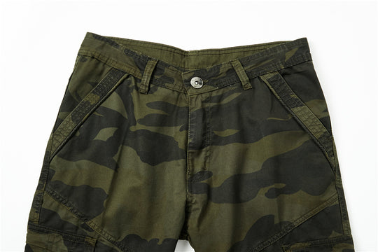 Herren Cargohose im Slim-Fit mit verstärkten Knien Multifachtaschen und Stoffgürtel EB