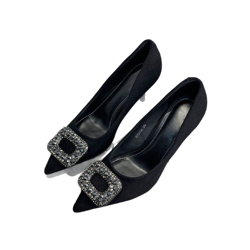 Damen elegante High Heel Pumps mit funkelnder Strassverzierung EB