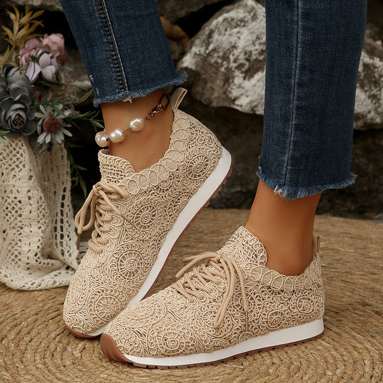 Damen  gestrickte Slip-On Plateau-Sneaker mit atmungsaktivem Obermaterial und gepolstertem Komfortfußbett EB