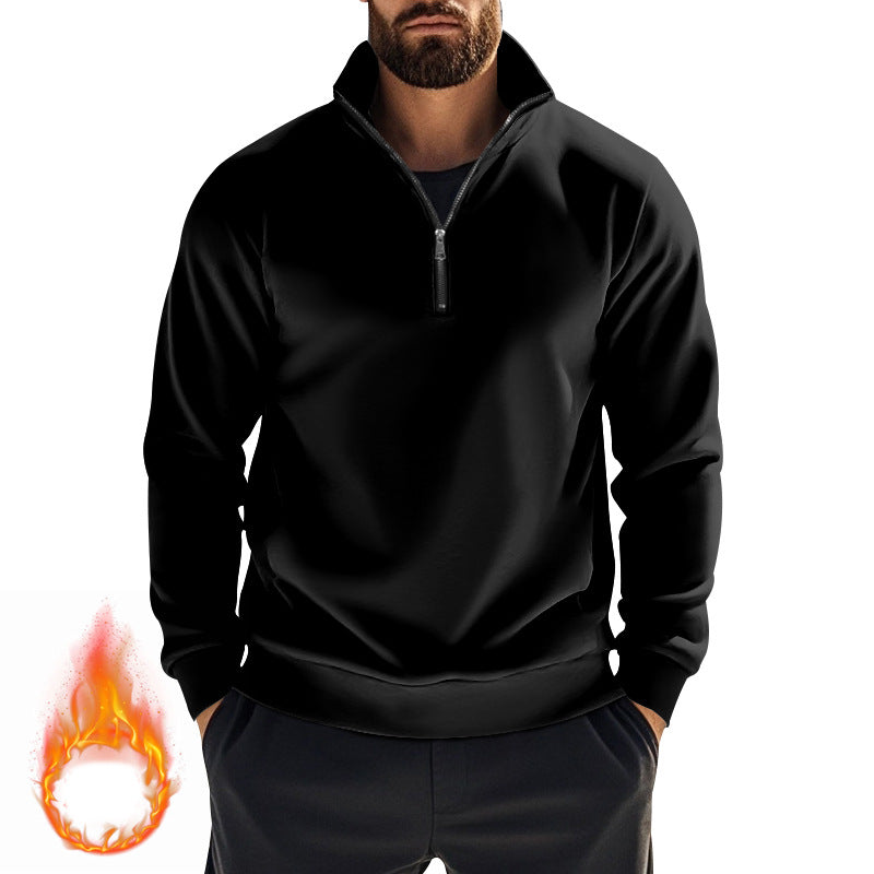 Herren nan thermischer Halbzip-Pullover mit Stehkragen und wärmendem Fleece-Innenfutter EB