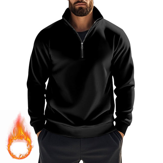 Herren nan thermischer Halbzip-Pullover mit Stehkragen und wärmendem Fleece-Innenfutter EB