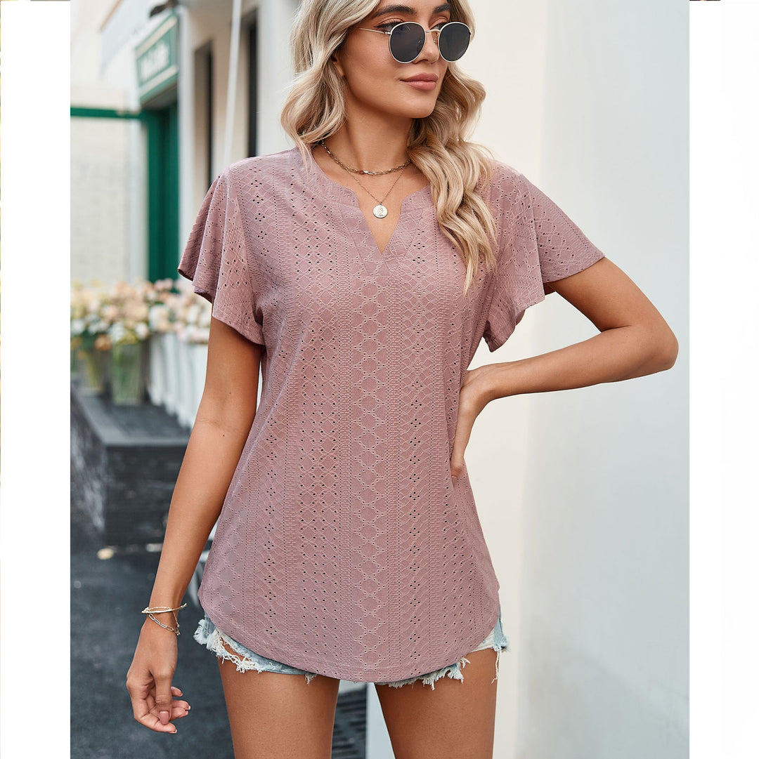 Damen Luftiges Blusenshirt mit effektvollem Lochmuster EB