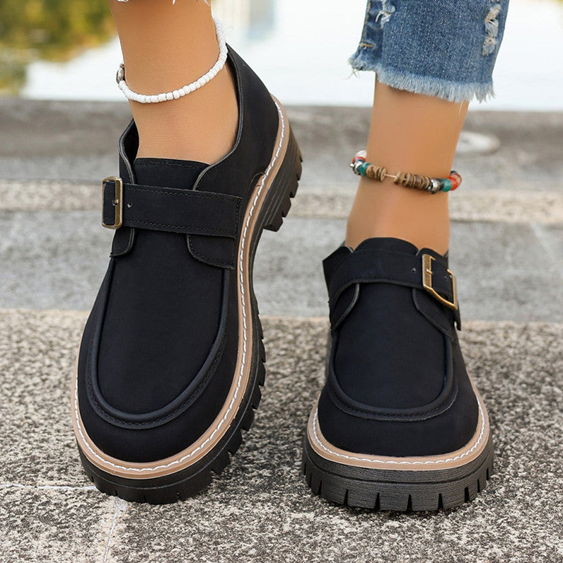 Damen Modische Mokassins mit bequemer Sohle und schnallenverziertem Design EB