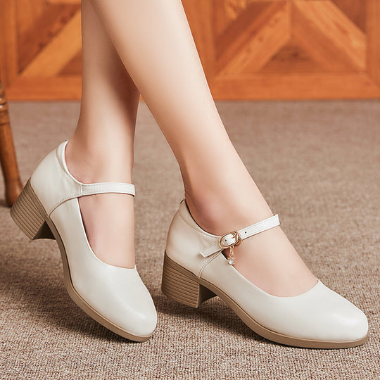 Damen Mary Jane Schuhe mit bequemem Blockabsatz und modischem Riemchen EB