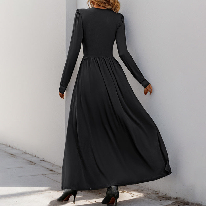 Damen Elegantes Maxikleid mit hochwertiger Spitzenverzierung und seitlichem Schlitz EB