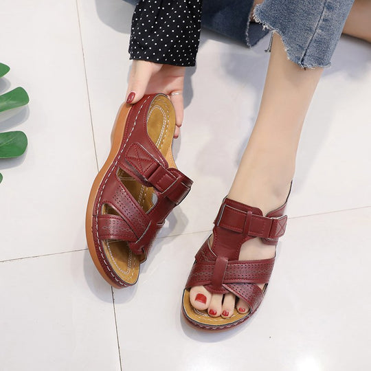 Damen bequeme Klettsandalen mit anatomischem Fußbettdesign EB