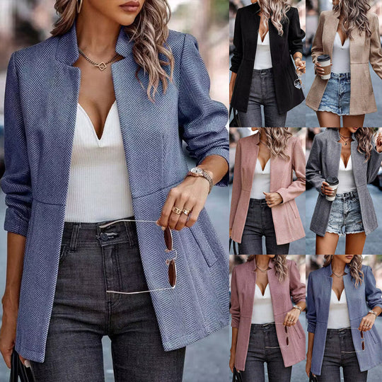 Damen Herringbone Blazer mit strukturiertem Schnitt EB