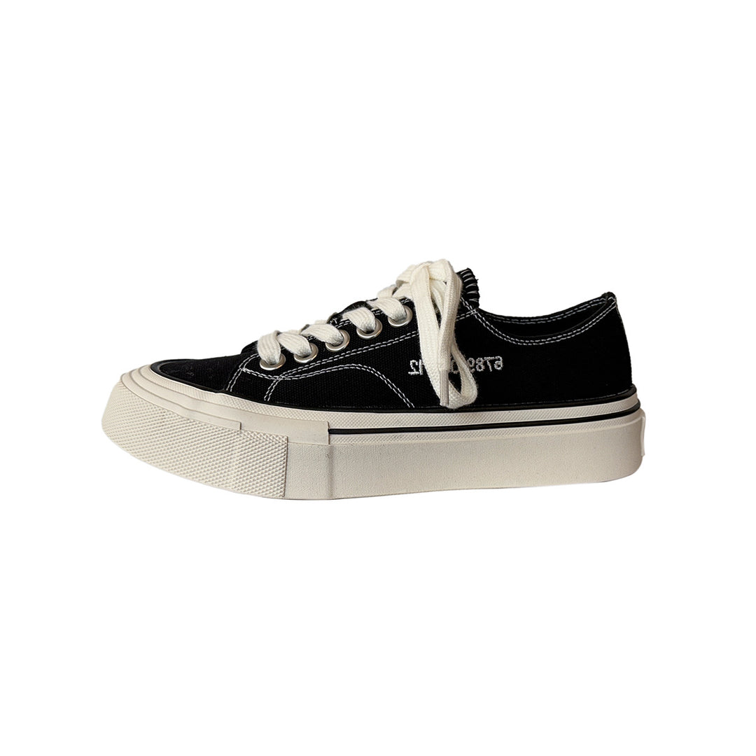 Damen Sportliche Canvas Sneaker mit klassischer Schnürung und rutschfester Sohle EB