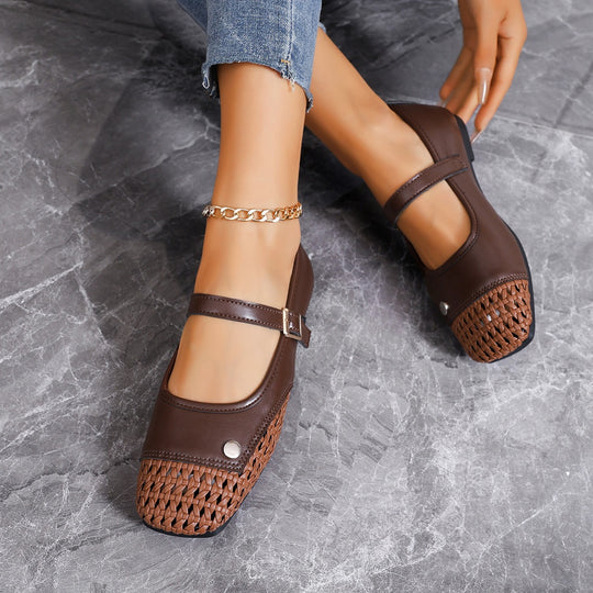 Damen Bequeme und elegante Ballerinas mit geflochtenem Muster EB