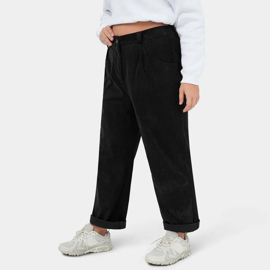 Damen Cordhosen mit weitem Bein und Bundfalten EB