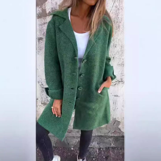 Damen eleganter Wollmantel mit praktischen Taschen EB