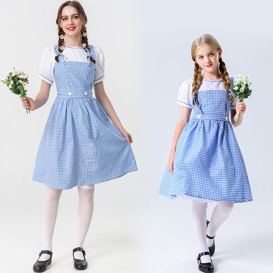 Damen Trachtenkleid mit romantischen Karomustern und schicken Knopfdetails EB