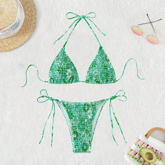 Damen Triangel-Bikini mit trendigem Rüschendesign EB