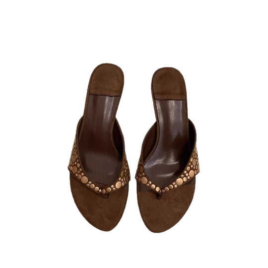 Damen elegante Pantolette mit schimmernden Akzenten EB