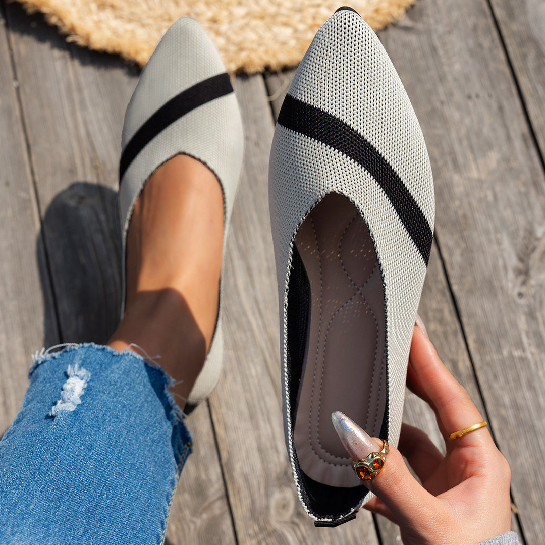 Damen modische spitze Ballerinas mit atmungsaktivem Obermaterial EB