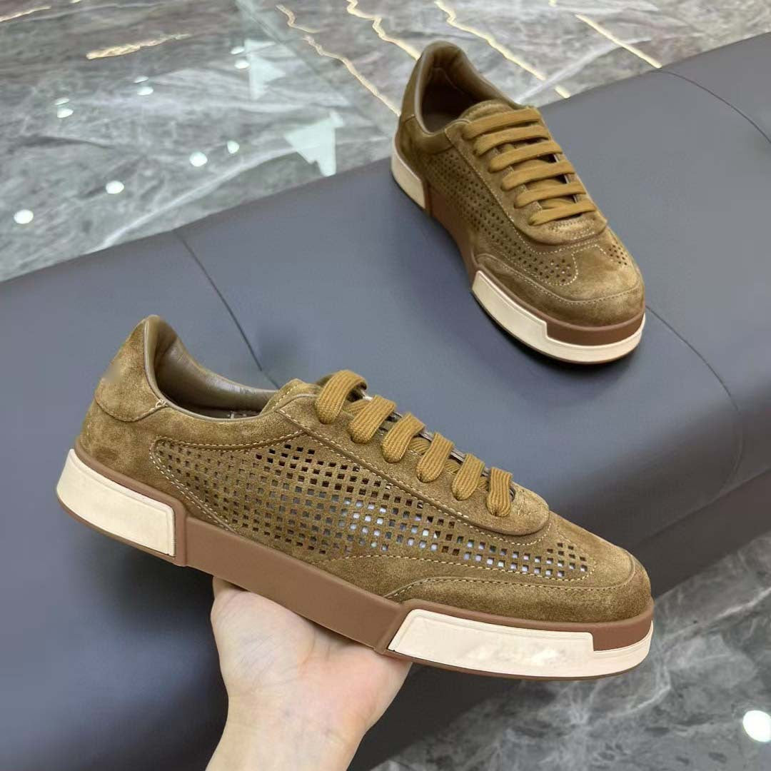 Damen atmungsaktive Freizeitsneakers aus hochwertigem Wildleder mit perforierten Details EB