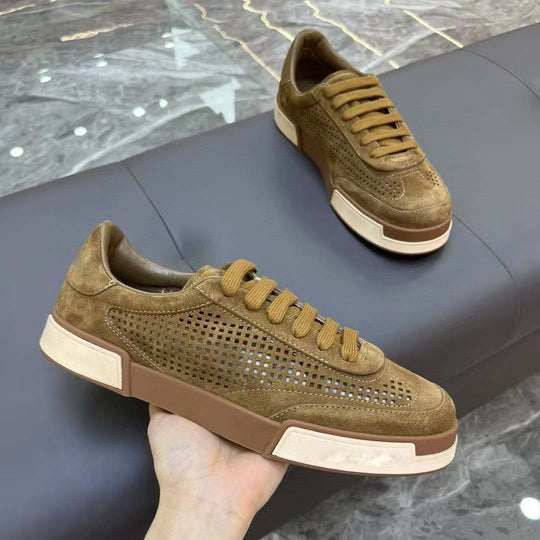 Damen atmungsaktive Freizeitsneakers aus hochwertigem Wildleder mit perforierten Details EB
