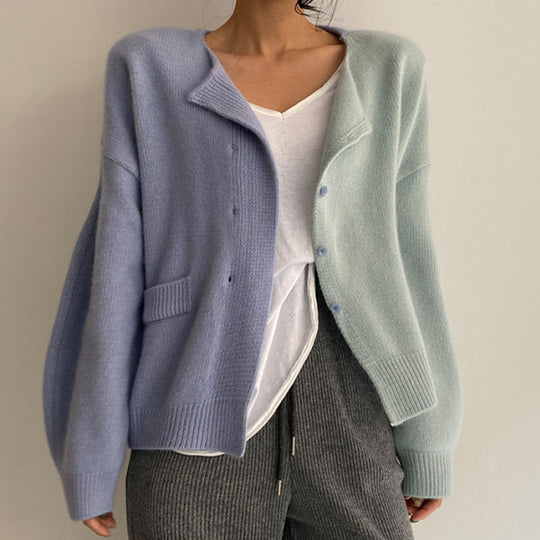 Damen Kuscheliger Strickcardigan mit hohen Ärmeln und einzigartigem Design EB