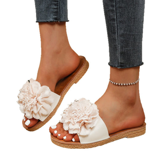 Damen Pantoletten mit dekorativen Blumendetails EB