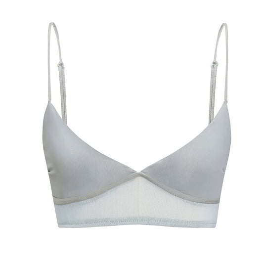 Damen nan bügelloser Soft-BH mit Mesh-Unterbrustband und verstellbaren Spaghettiträgern EB