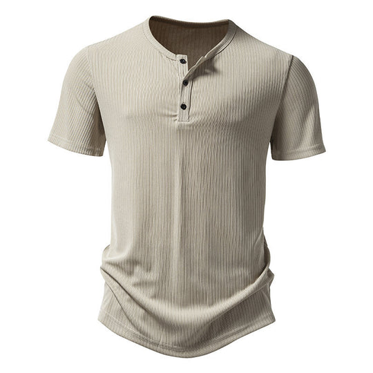 Herren Kurzarm-Henley-Shirt mit strukturiertem Design EB
