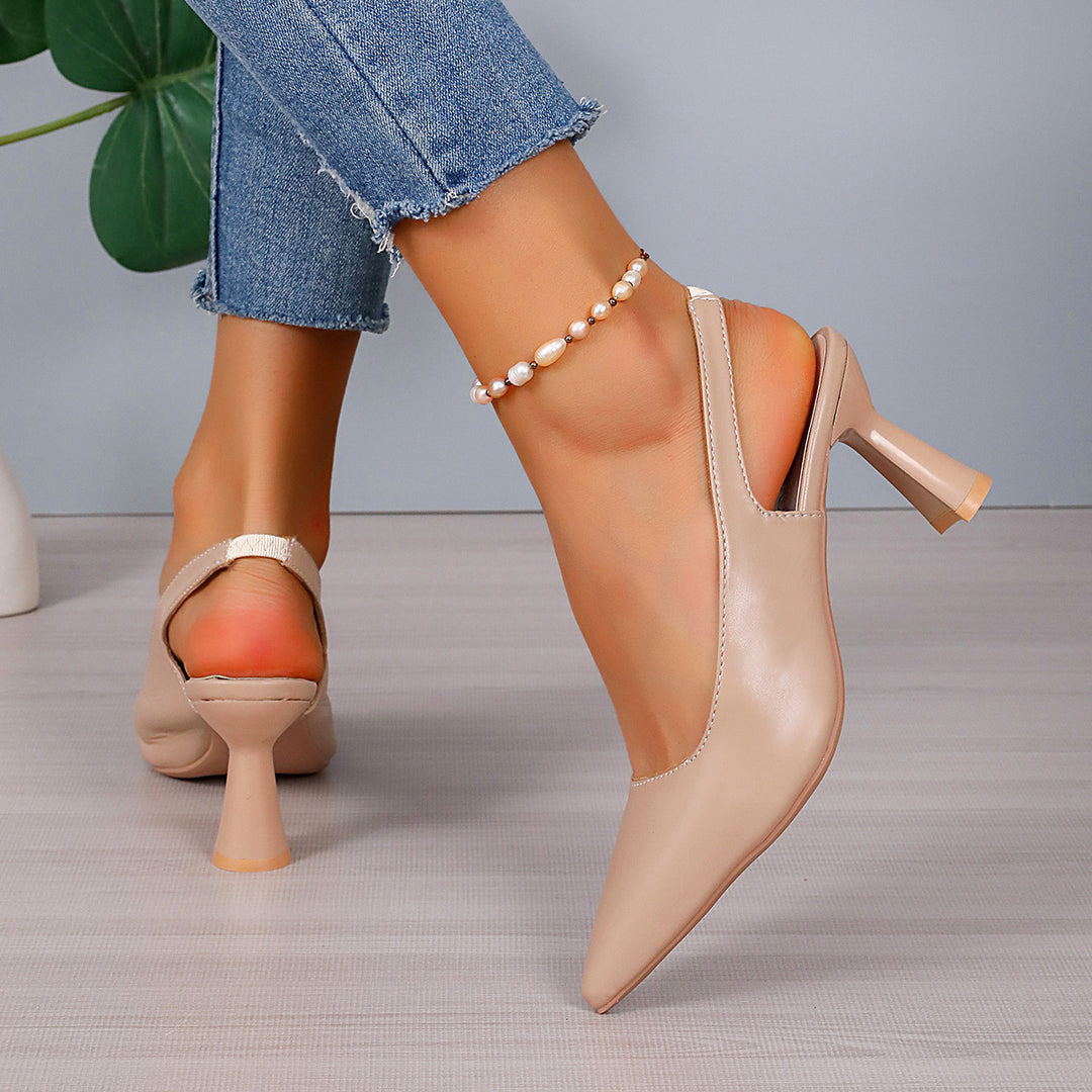 Damen Slingback-Pumps mit elegantem spitzen Design und komfortablem Blockabsatz EB