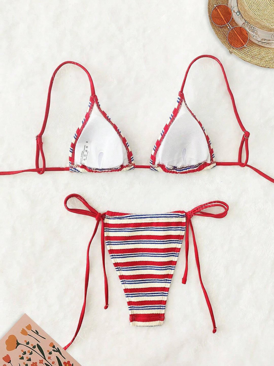 Damen Triangel-Bikini mit buntem Streifenmuster EB