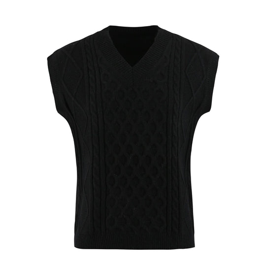 Damen Strickweste mit V-Ausschnitt und aufwendigem Zopfmuster EB