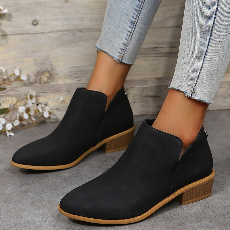 Damen modische Stiefeletten mit elegantem Reißverschluss und bequemer Sohle EB